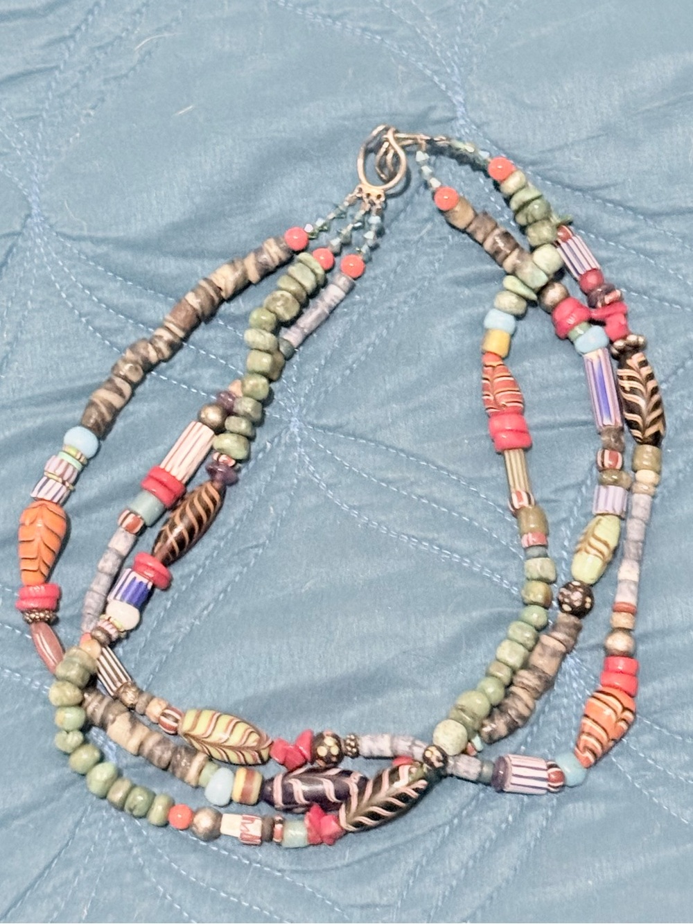 Multi-Color Beaded Women’s Necklace - Boho Layered Statement